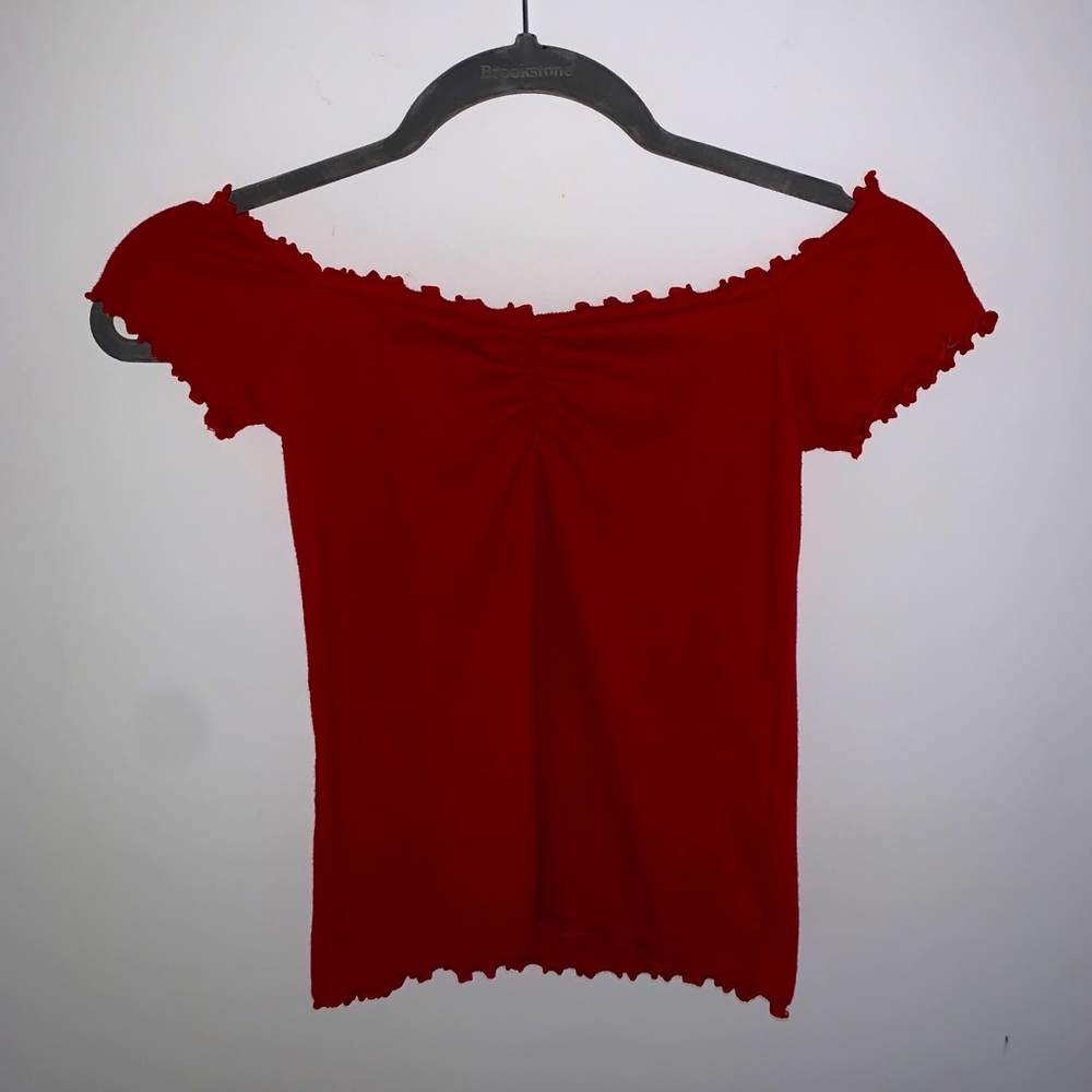 red off the shoulder hollister top